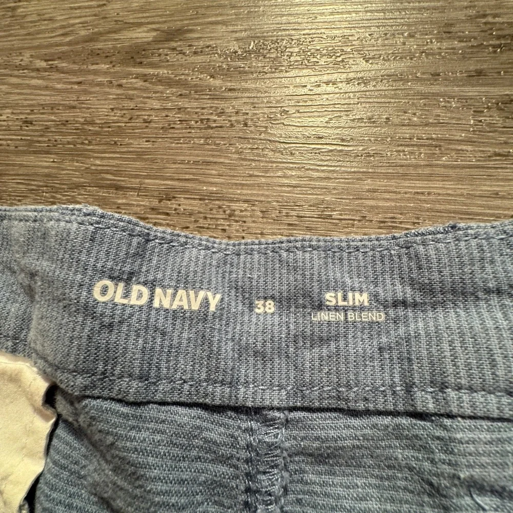 Old Navy Shorts Mens 38 Blue Linen Blend Slim Fit Casual Summer Beach 8